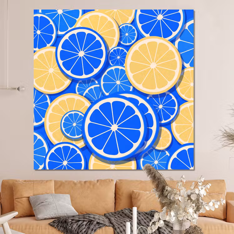 Forex - Fruit - Schijven - Patroon - Modern - Blauw - Geel — 4