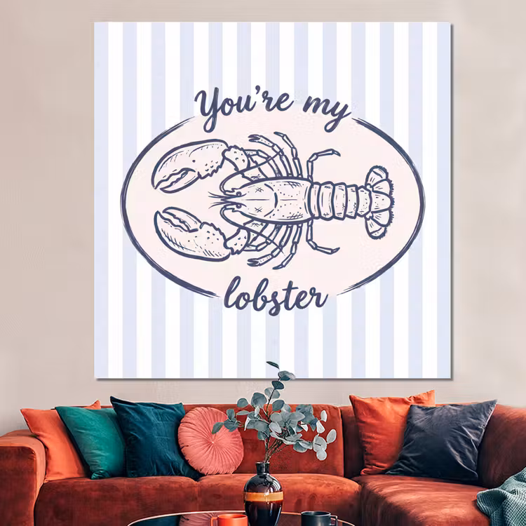 Forex - Kreeft - Illustratie - Liefde - Blauw - Decoratie — 3