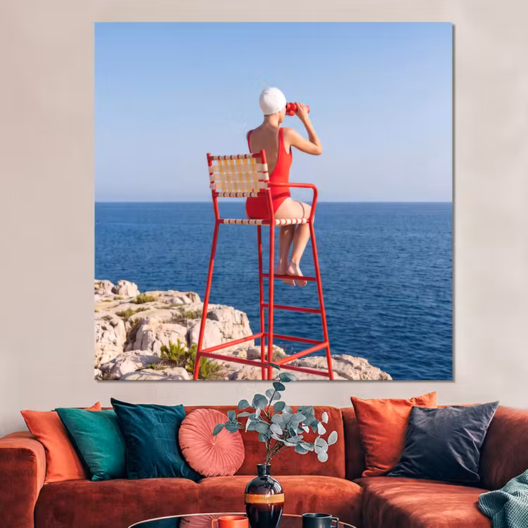 Forex - Vrouw - Zee - Kust - Verrekijker - Rood — 3
