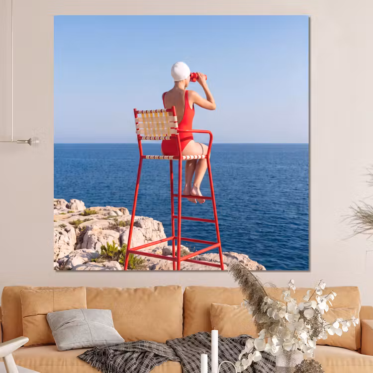 Forex - Vrouw - Zee - Kust - Verrekijker - Rood — 4