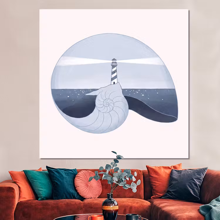 Forex - Vuurtoren - Zee - Schelp - Abstract - Blauw — 3