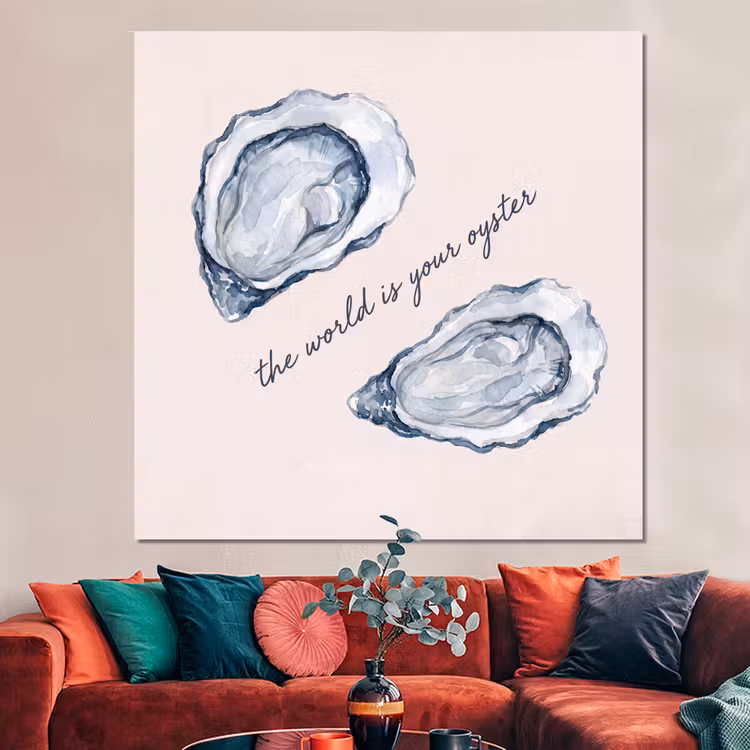 Forex - Zeeleven - Oester - Aquarel - Minimalistisch - Blauw — 3
