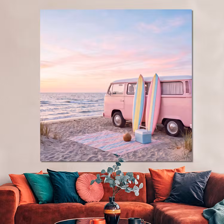 Forex - Busje - Strand - Surfplank - Zomer - Roze — 3