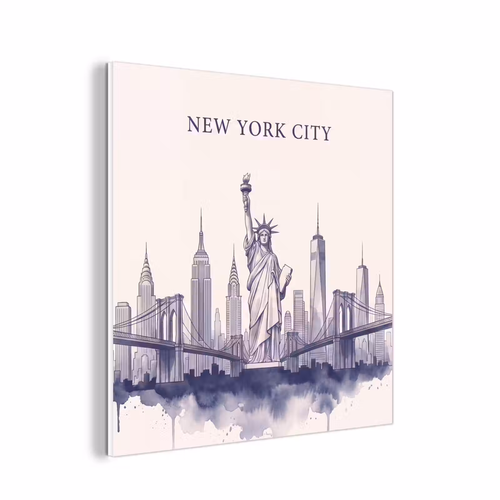 Forex - New York - Vrijheidsbeeld - Skyline - Illustratie - Blauw — 1