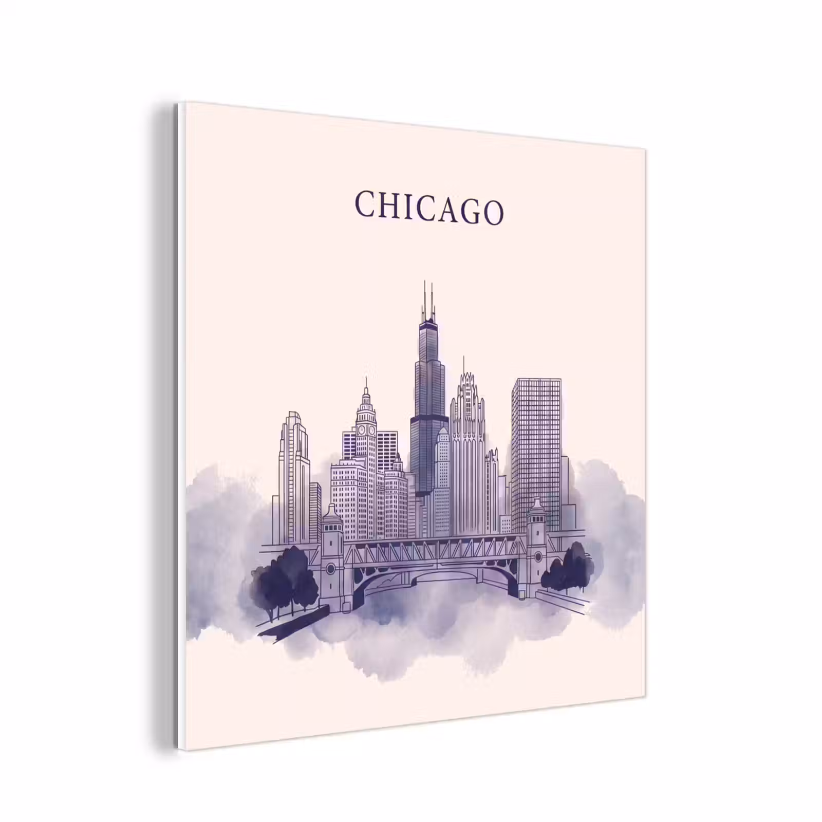 Forex - Stad - Skyline - Architectuur - Lijntekening - Blauw — 1