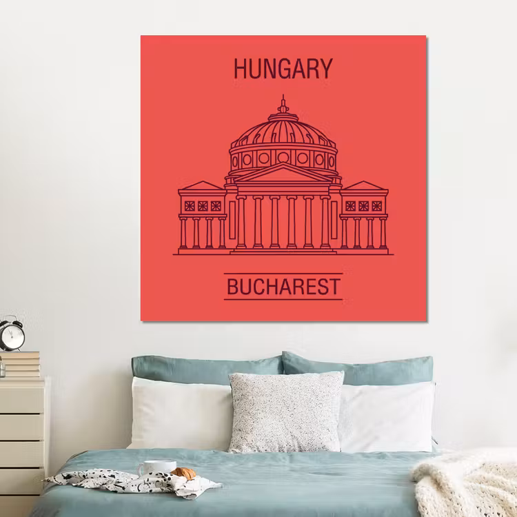 Forex - Architectuur - Boekarest - Stedelijk - Lijntekening - Rood — 2