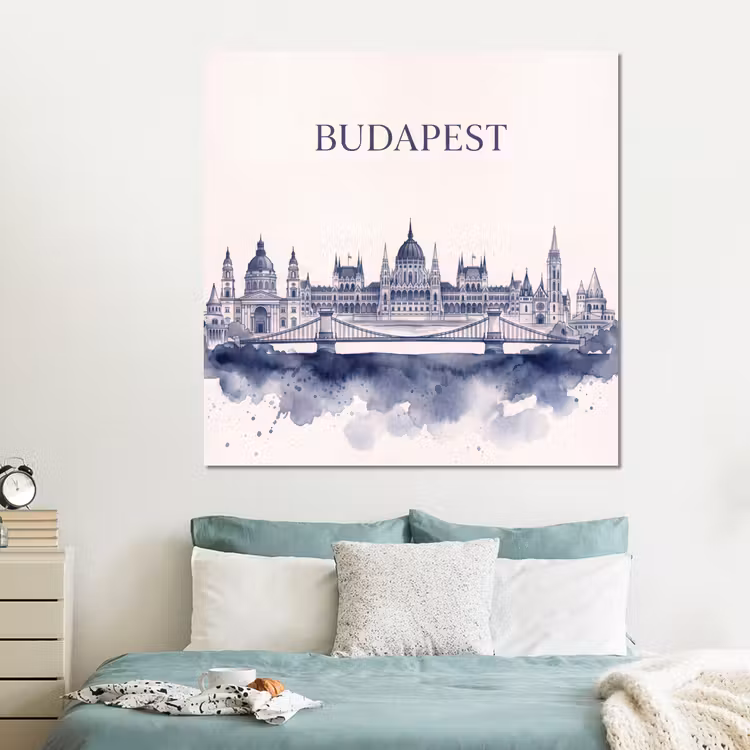 Forex - Boedapest - Skyline - Architectuur - Aquarel - Blauw — 2