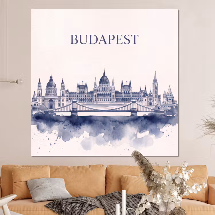 Forex - Boedapest - Skyline - Architectuur - Aquarel - Blauw — 4