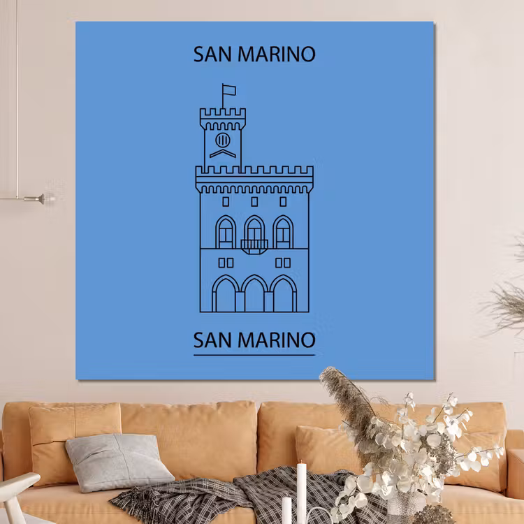 Forex - Gebouw - San Marino - Architectuur - Lijntekening - Blauw — 4