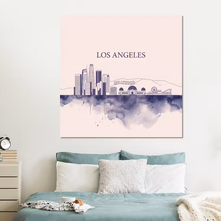 Forex - Los Angeles - Skyline - Architectuur - Aquarel - Blauw — 2