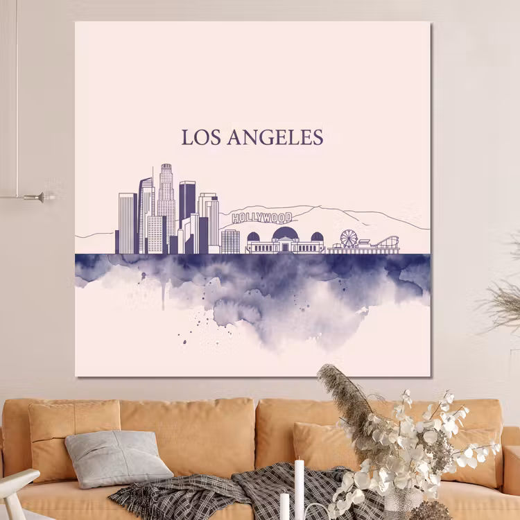 Forex - Los Angeles - Skyline - Architectuur - Aquarel - Blauw — 4