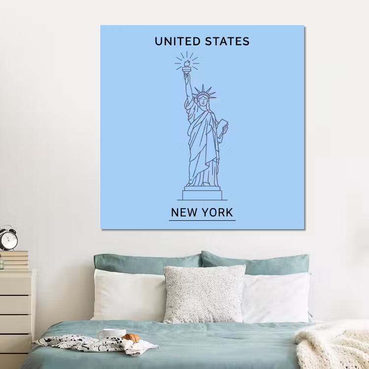 Forex - Monument - Vrijheidsbeeld - New York - Minimalistisch - Blauw — 2