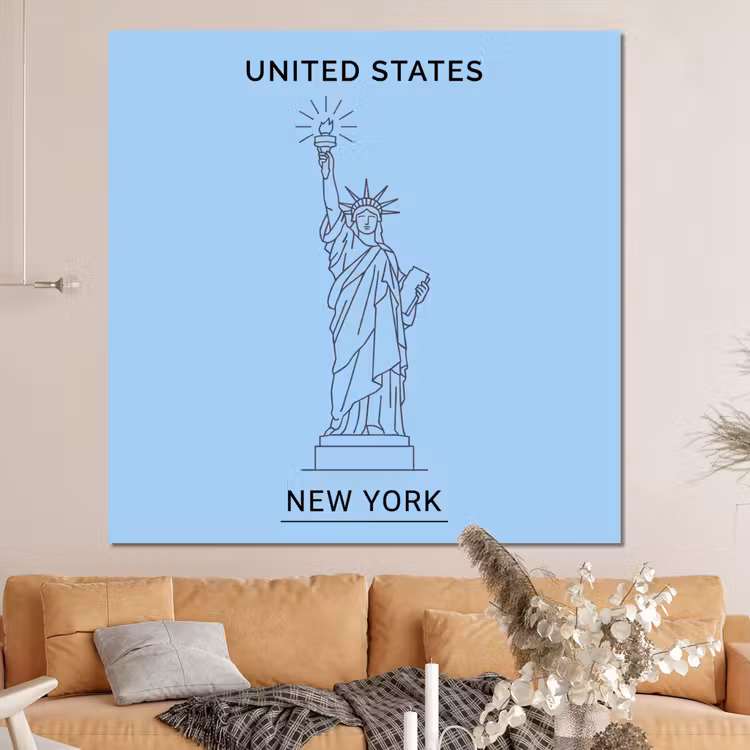 Forex - Monument - Vrijheidsbeeld - New York - Minimalistisch - Blauw — 4