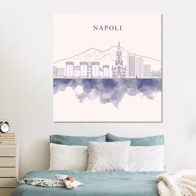 Forex - Napels - Skyline - Italie - Lijntekening - Aquarel — 2