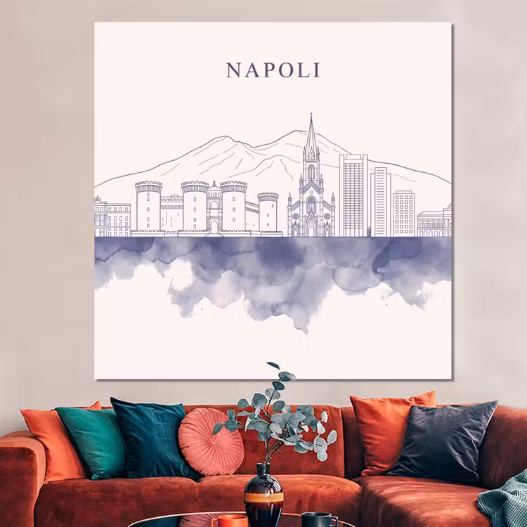 Forex - Napels - Skyline - Italie - Lijntekening - Aquarel — 3