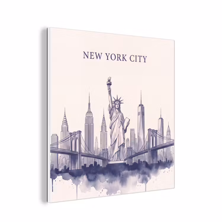 Forex - New York - Vrijheidsbeeld - Skyline - Illustratie - Blauw — 1