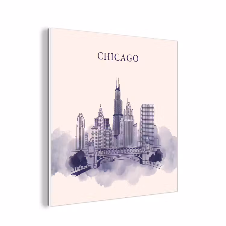 Forex - Stad - Skyline - Architectuur - Lijntekening - Blauw — 1