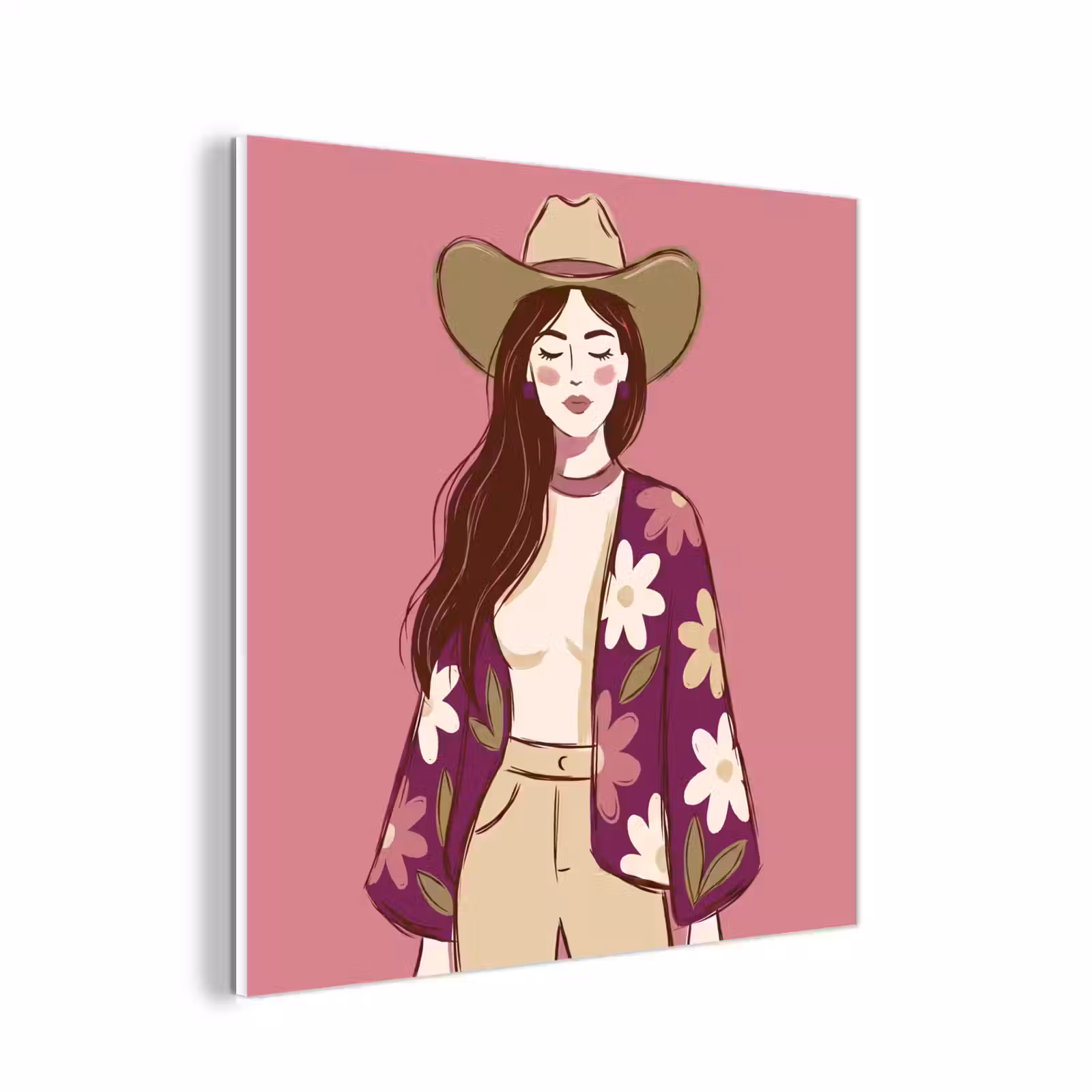 Forex - Vrouw - Hoed - Portret - Illustratie - Roze — 1