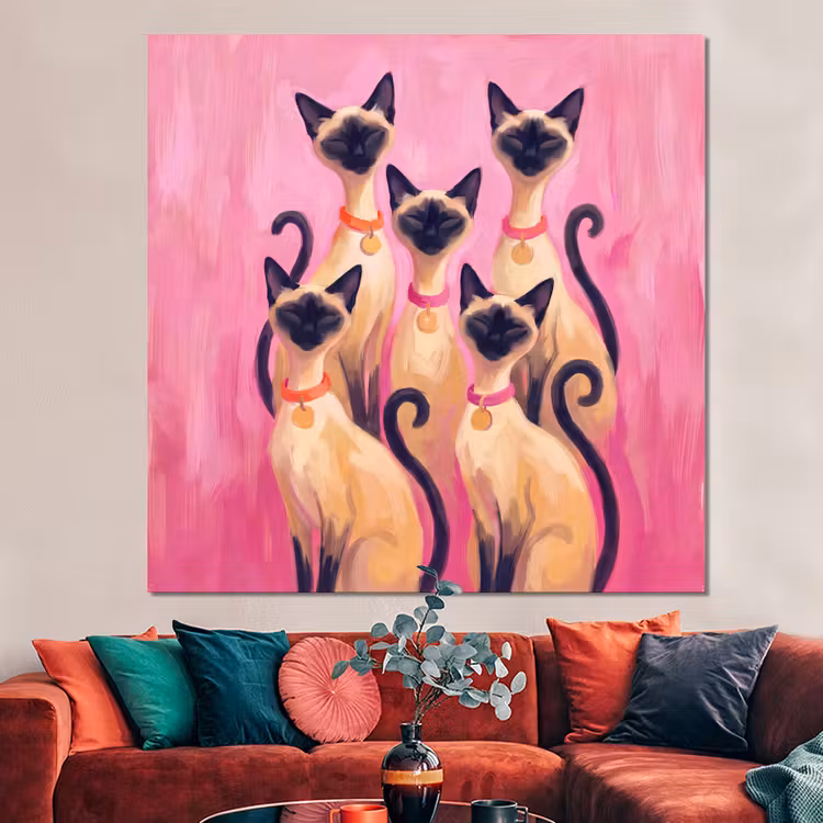 Forex - Kat - Groep - Dieren - Modern - Roze — 3