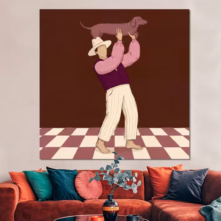 Forex - Mens - Hond - Dieren - Abstract - Roze — 3