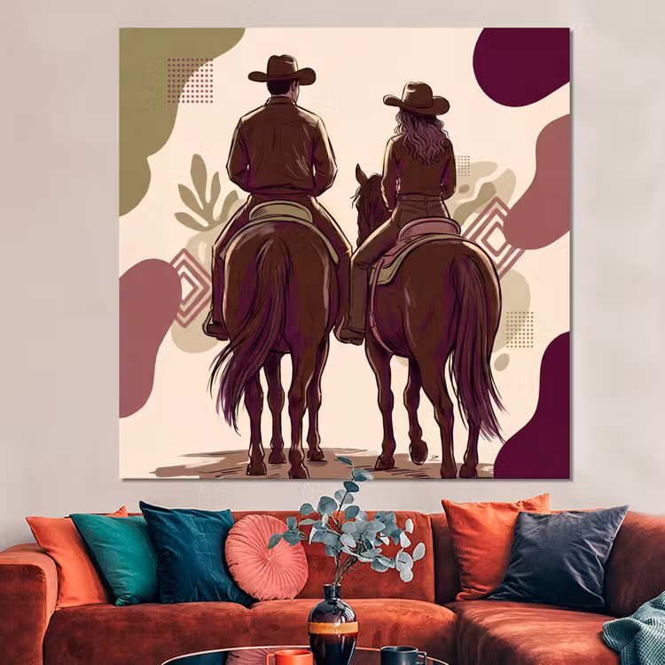 Forex - Mensen - Ruiters - Western - Illustratie - Bruin — 3