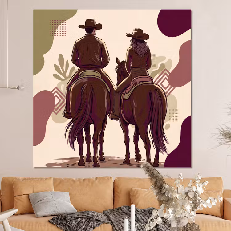Forex - Mensen - Ruiters - Western - Illustratie - Bruin — 4