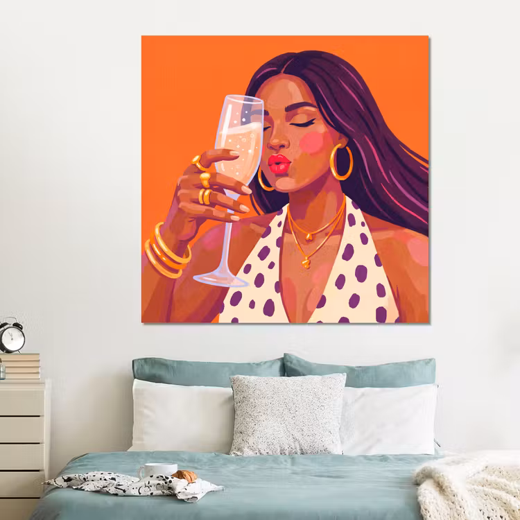 Forex - Vrouw - Champagne - Feest - Modern - Oranje — 2