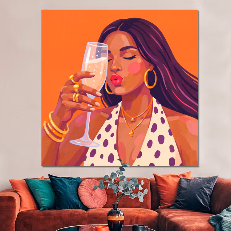 Forex - Vrouw - Champagne - Feest - Modern - Oranje — 3