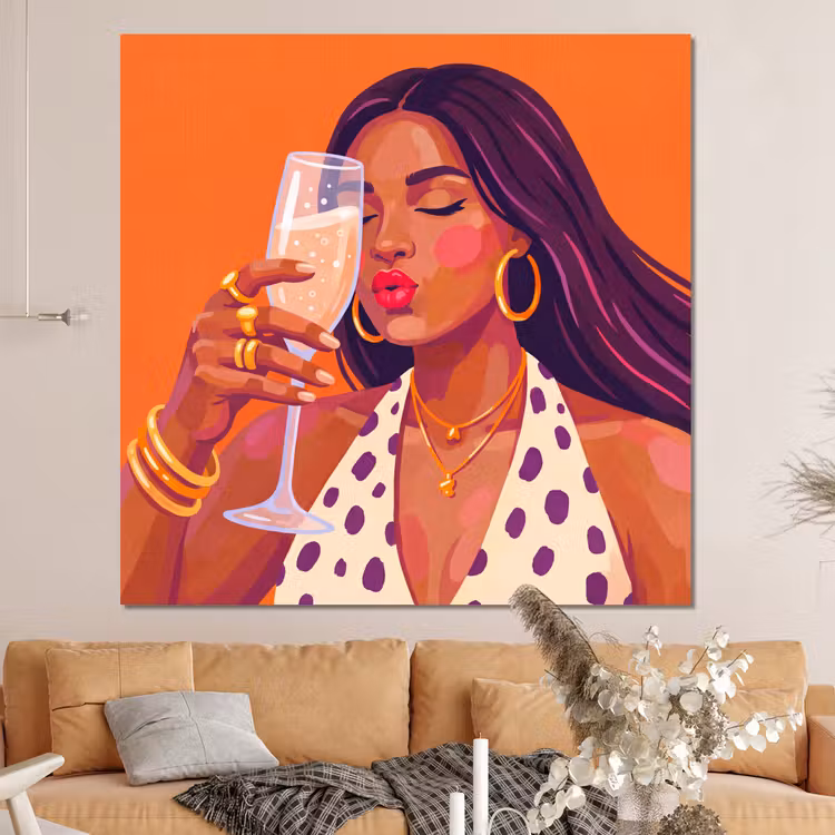 Forex - Vrouw - Champagne - Feest - Modern - Oranje — 4
