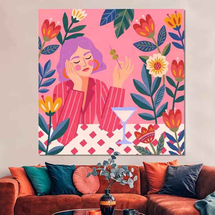Forex - Vrouw - Cocktail - Bloemen - Modern - Roze — 3