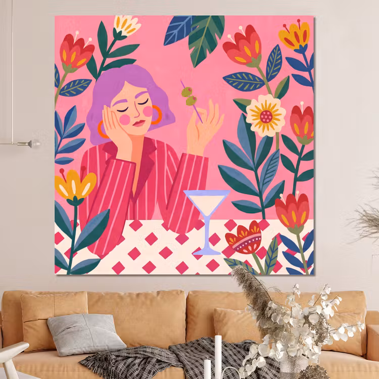 Forex - Vrouw - Cocktail - Bloemen - Modern - Roze — 4