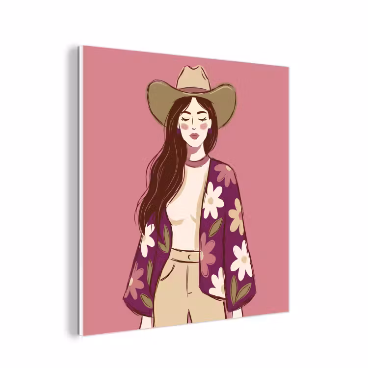 Forex - Vrouw - Hoed - Portret - Illustratie - Roze — 1