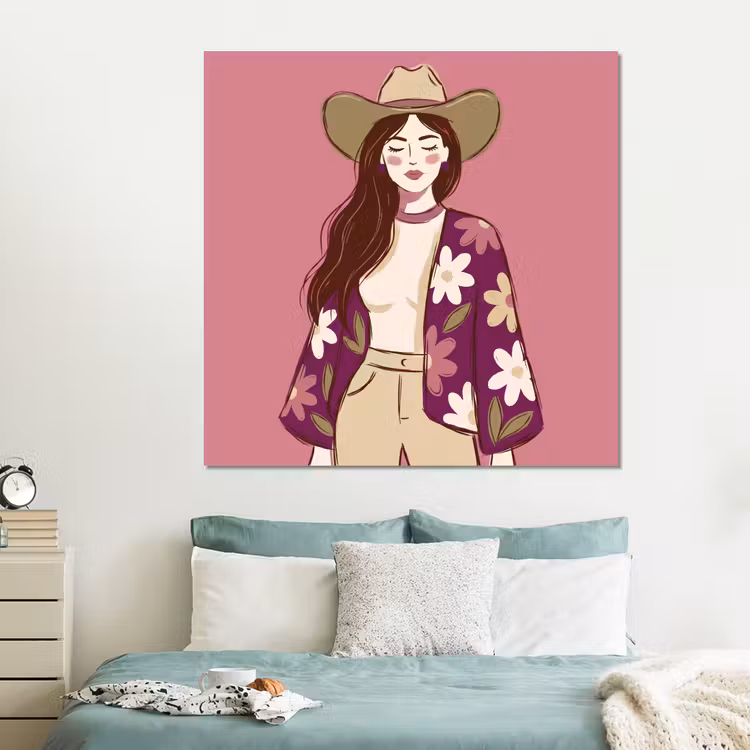 Forex - Vrouw - Hoed - Portret - Illustratie - Roze — 2