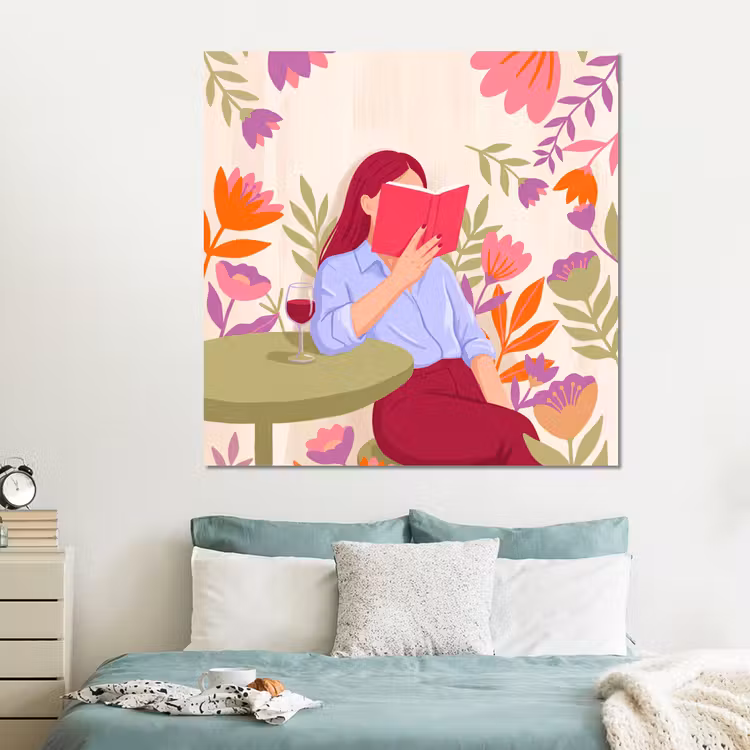 Forex - Vrouw - Lezen - Thuis - Modern - Bloemen — 2