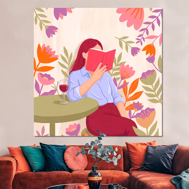 Forex - Vrouw - Lezen - Thuis - Modern - Bloemen — 3