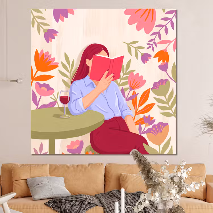 Forex - Vrouw - Lezen - Thuis - Modern - Bloemen — 4