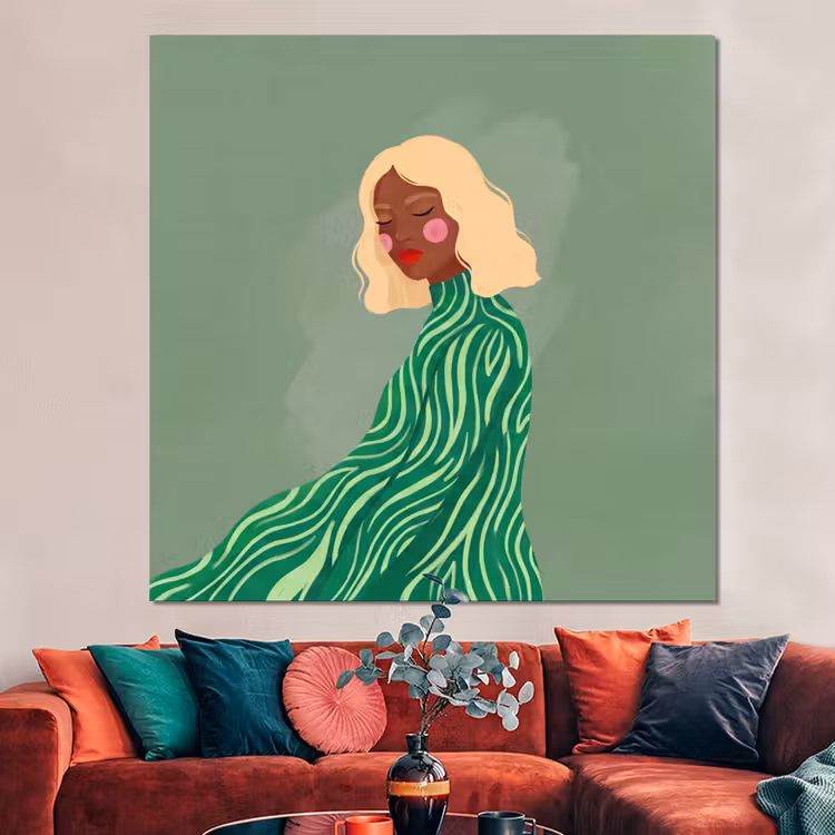 Forex - Vrouw - Portret - Illustratie - Modern - Groen — 3