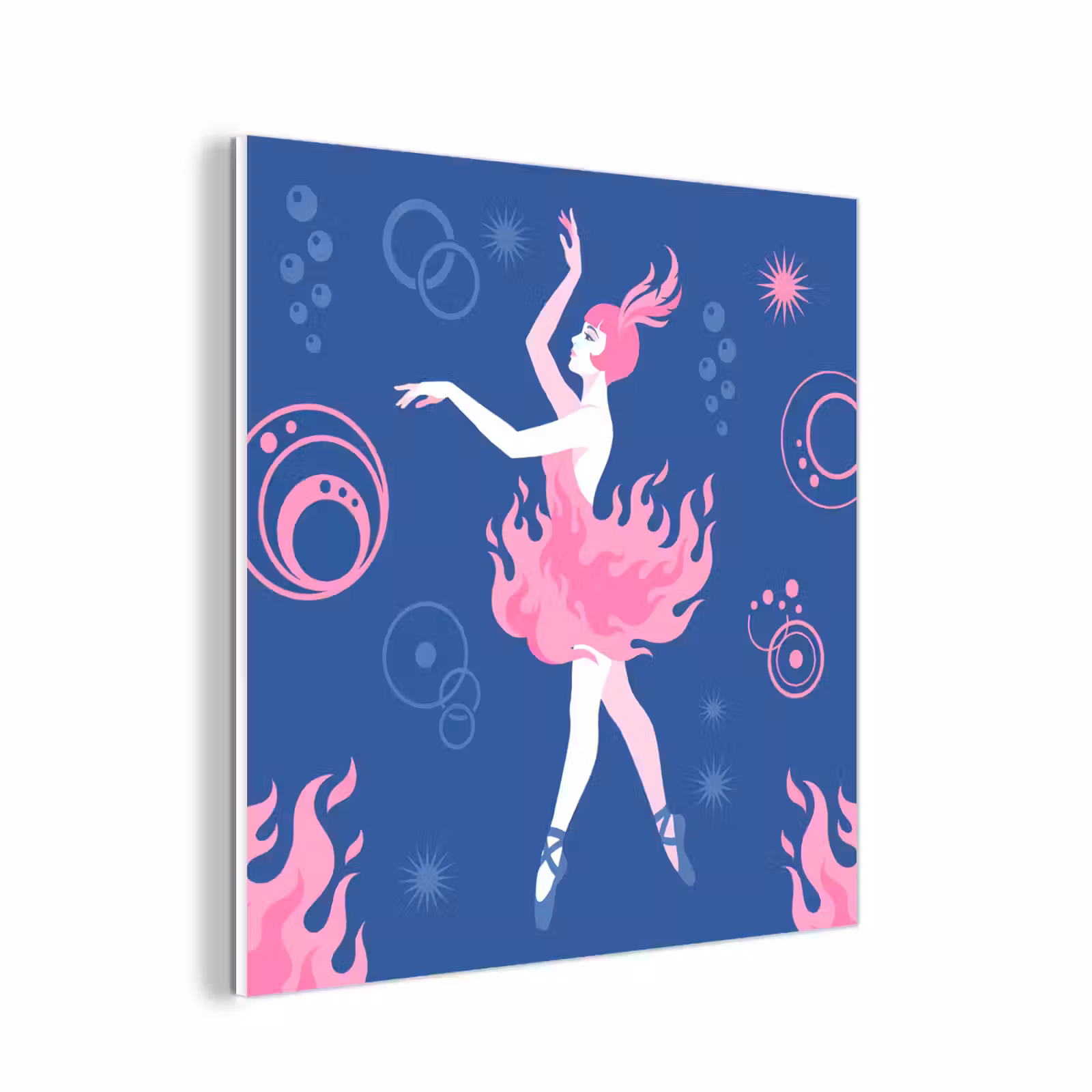 Forex - Danseres - Vlammenrok - Abstract - Roze - Blauw — 1