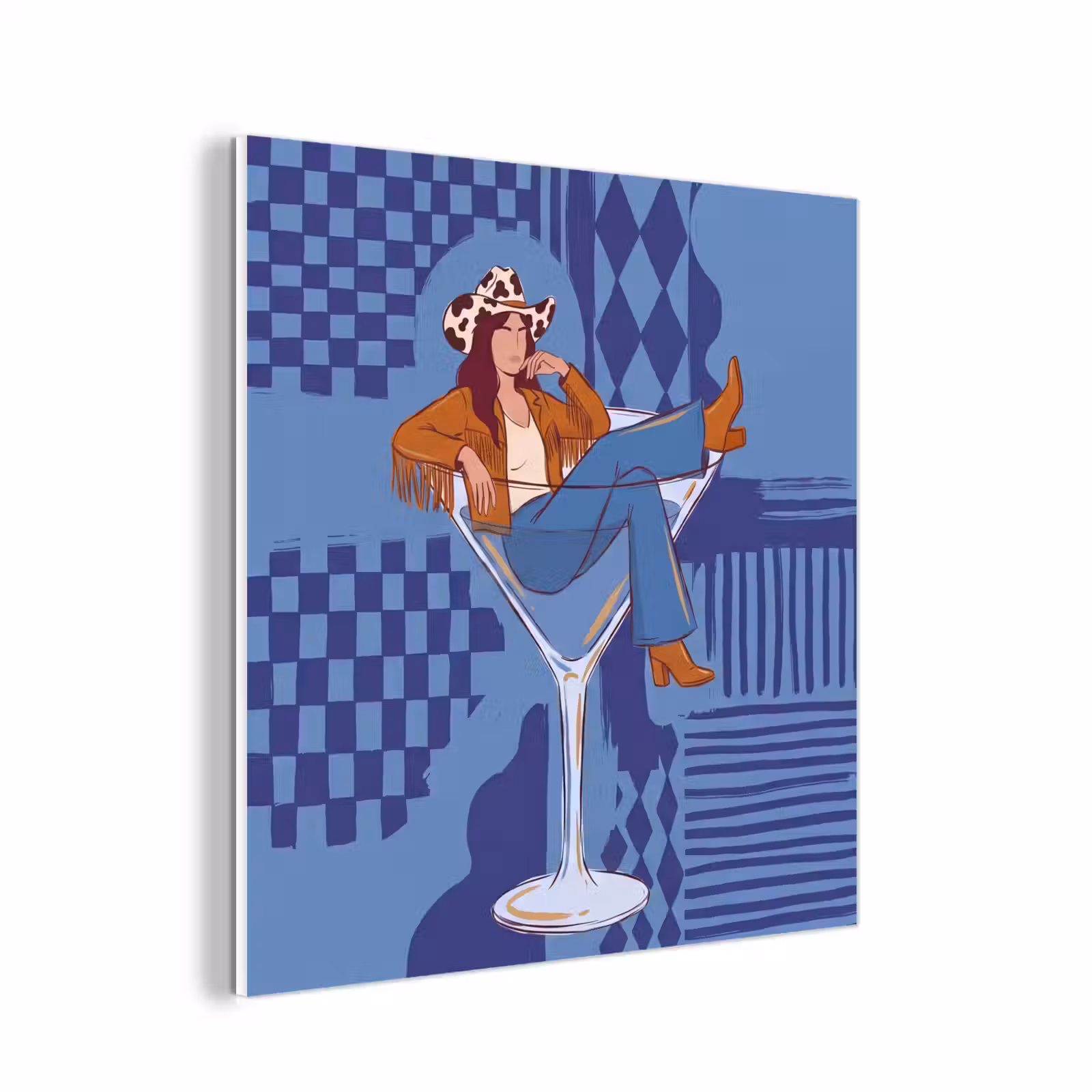 Forex - Vrouw - Martini glas - Abstract - Blauw - Kunst — 1
