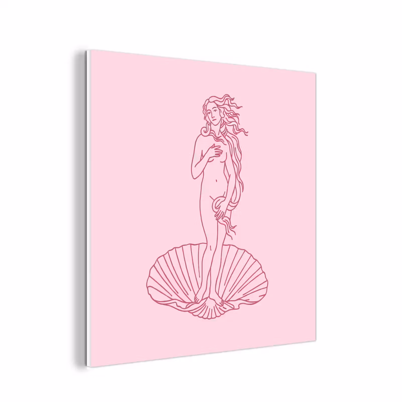 Forex - Vrouw - Schelp - Kunst - Lijntekening - Roze — 1