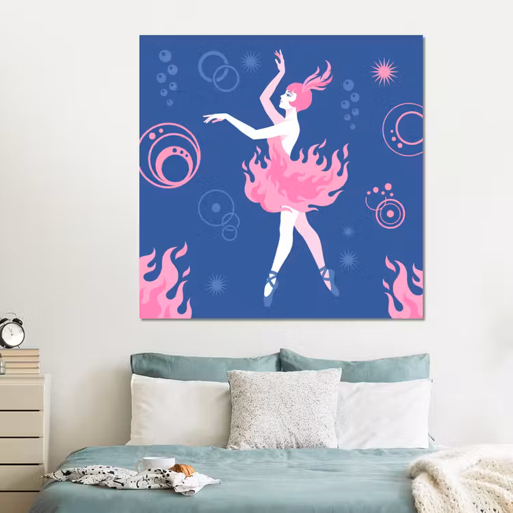 Forex - Danseres - Vlammenrok - Abstract - Roze - Blauw — 2