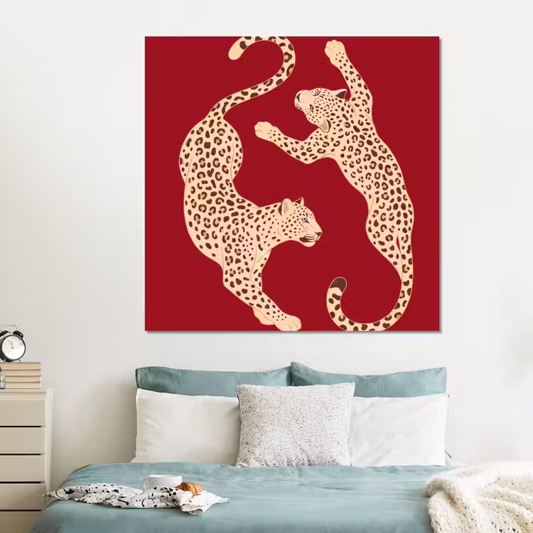 Forex - Dieren - Luipaard - Abstract - Rood - Modern — 2