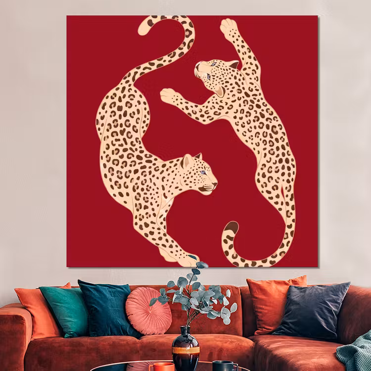 Forex - Dieren - Luipaard - Abstract - Rood - Modern — 3