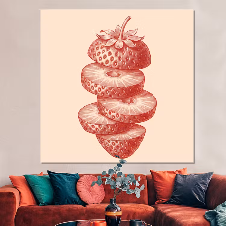 Forex - Fruit - Gesneden - Illustratie - Rood - Vintage — 3