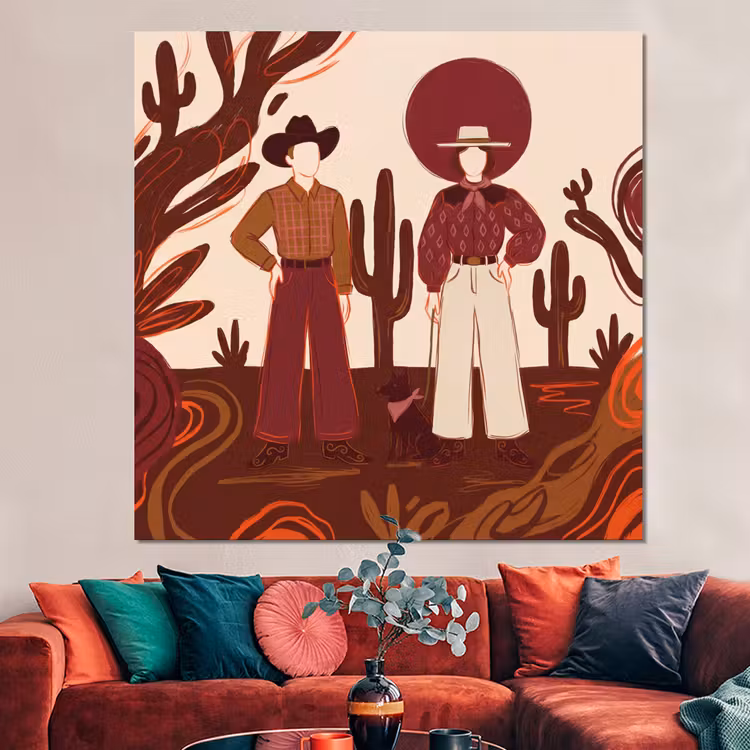 Forex - Mensen - Cowboykleding - Westerse stijl - Illustratie - Bruin — 3