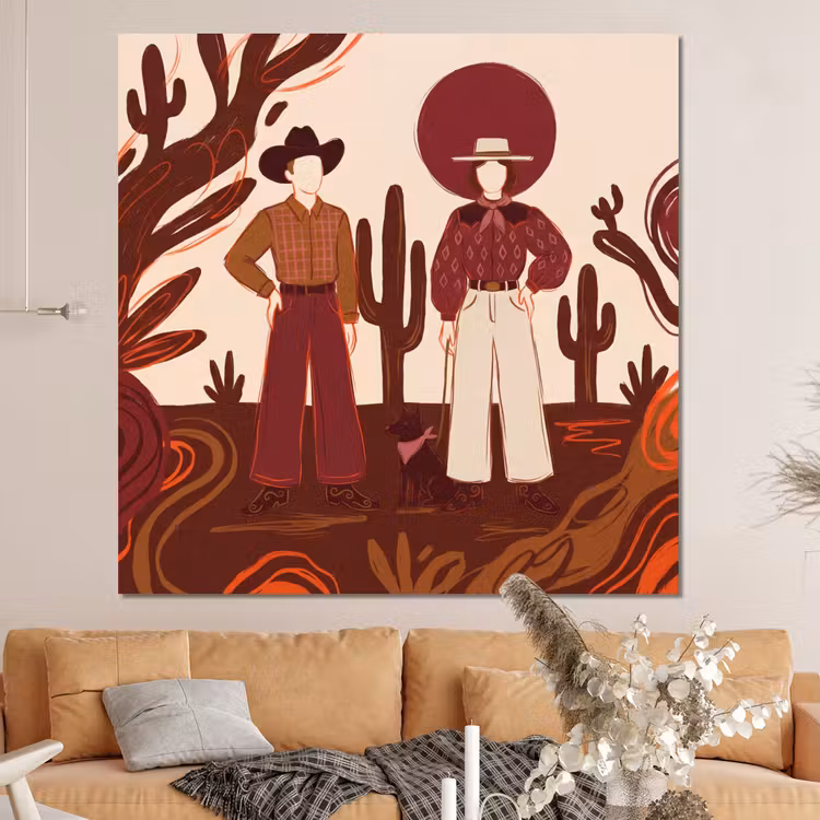 Forex - Mensen - Cowboykleding - Westerse stijl - Illustratie - Bruin — 4