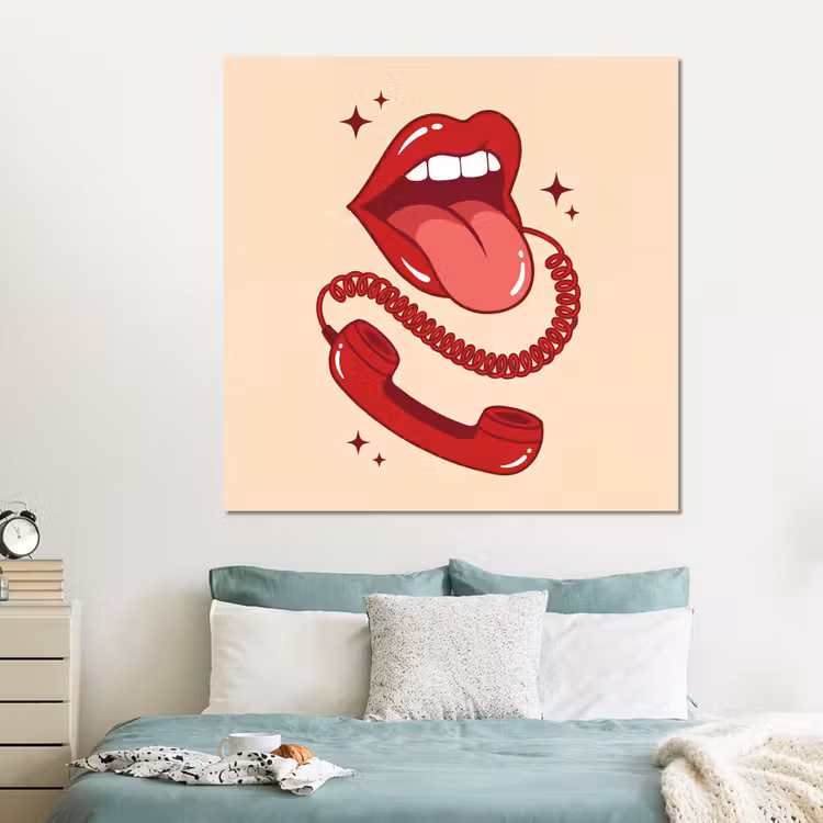 Forex - Mond - Telefoon - Popart - Rood - Illustratie — 2