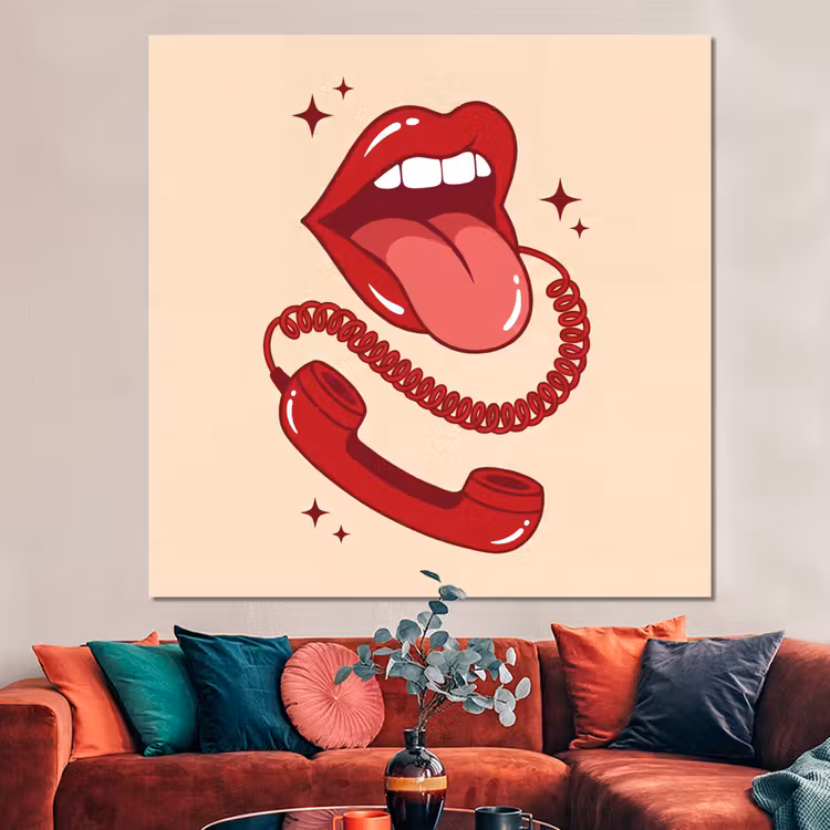 Forex - Mond - Telefoon - Popart - Rood - Illustratie — 3