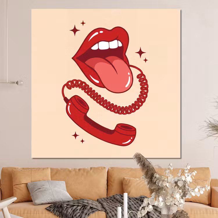 Forex - Mond - Telefoon - Popart - Rood - Illustratie — 4
