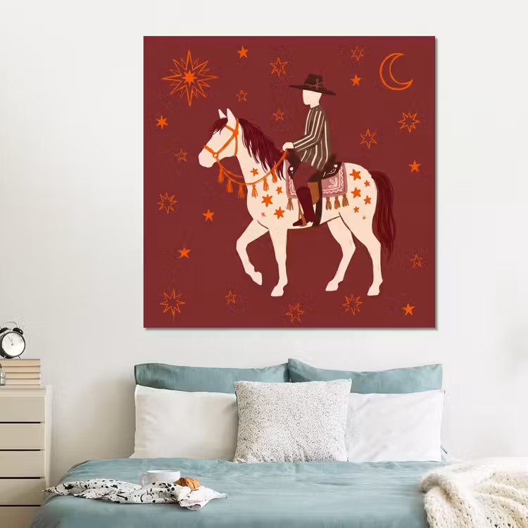 Forex - Paard - Ruiter - Sterren - Nacht - Illustratie — 2